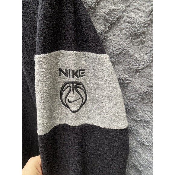 VTG 90s Y2K Nike Sweatshirt M Black Gray Terry Crewneck Center Swoosh Silver Tag - Picture 8 of 16